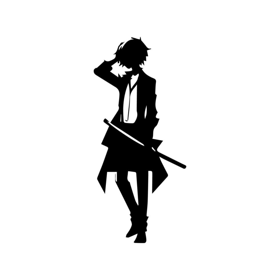 Man silhouette profile picture anime style vector