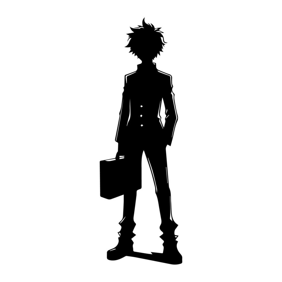 Man silhouette profile picture anime style vector