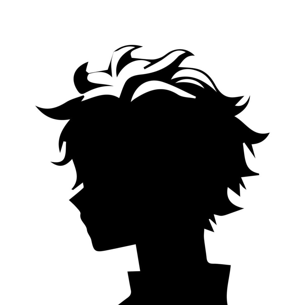 Man silhouette profile picture anime style vector
