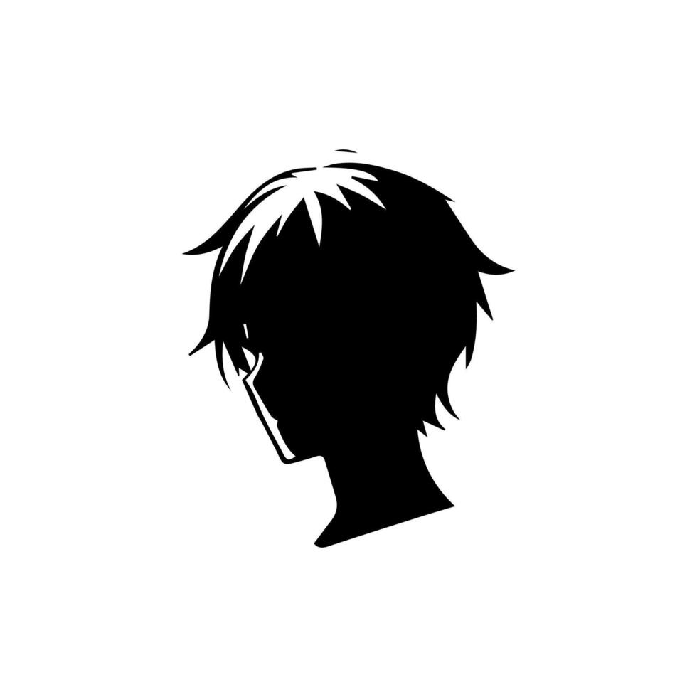 Man silhouette profile picture anime style vector