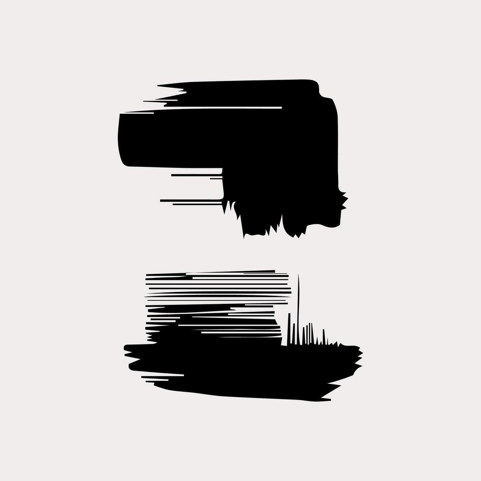 Black paint brush stroke, ink splatter and artistic design elements. Dirty watercolor texture, box, frame, grunge background, splash or creative shape for social media. Abstract drawing. vector