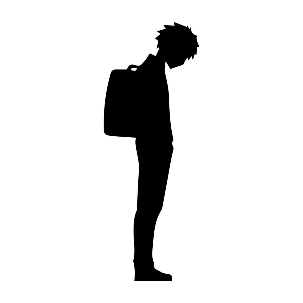 Man silhouette profile picture anime style vector