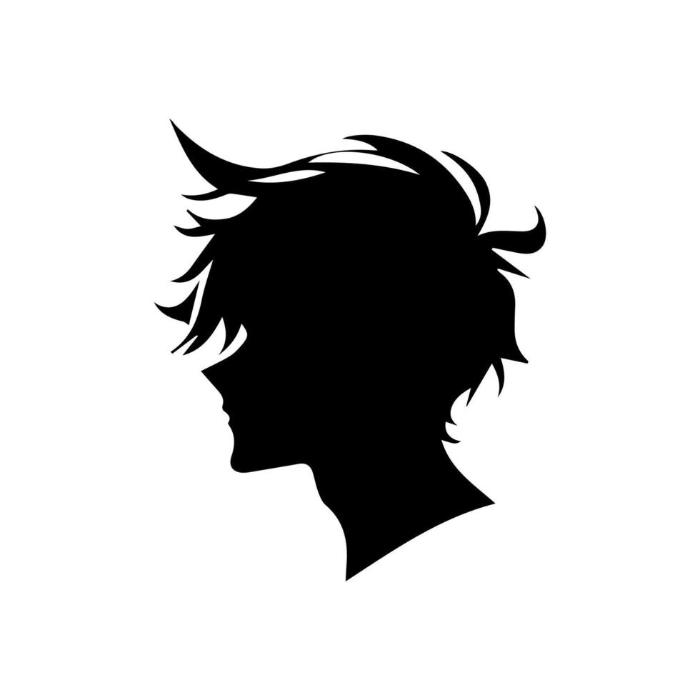 hombre silueta perfil imagen anime estilo vector