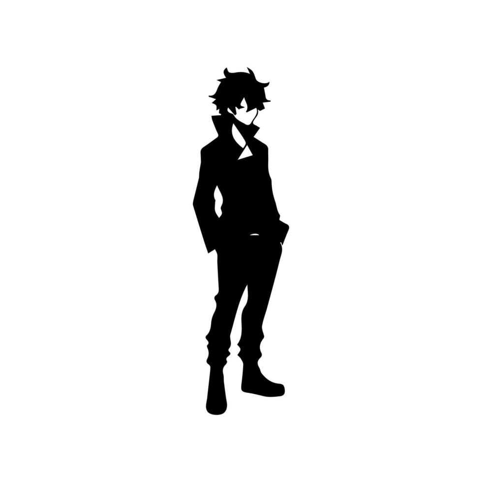 Man silhouette profile picture anime style vector