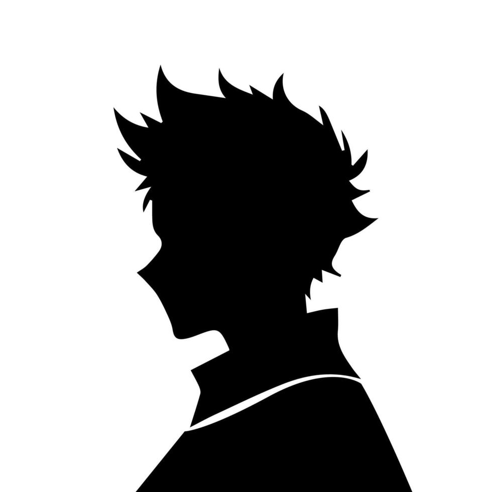 hombre silueta perfil imagen anime estilo vector