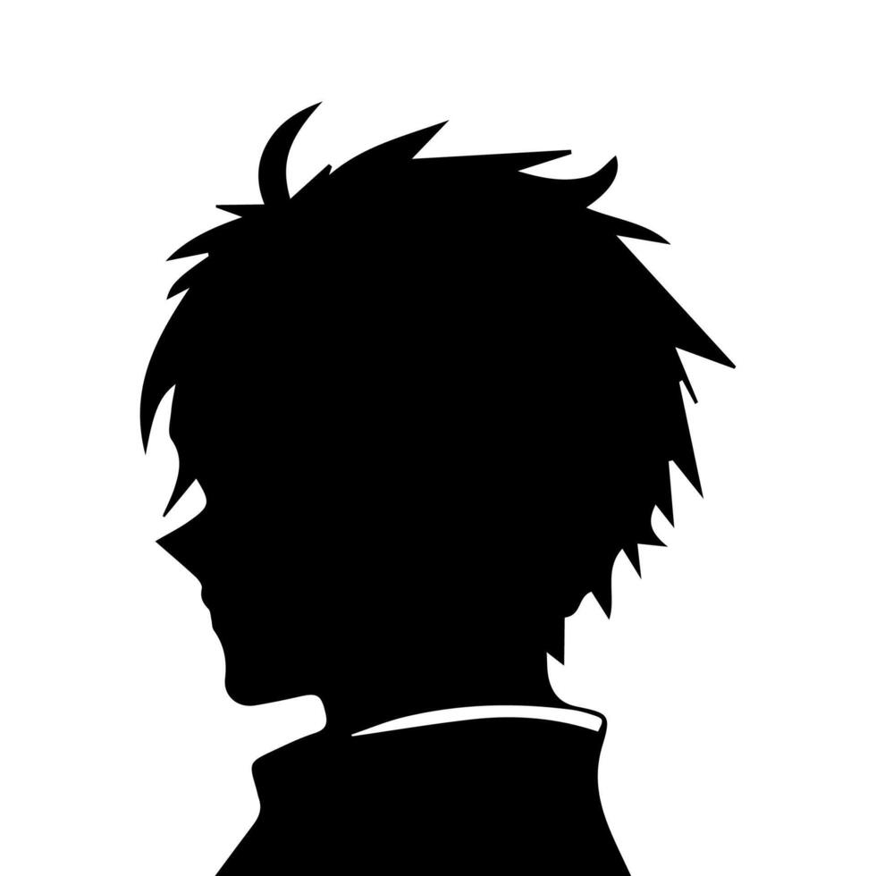 hombre silueta perfil imagen anime estilo vector