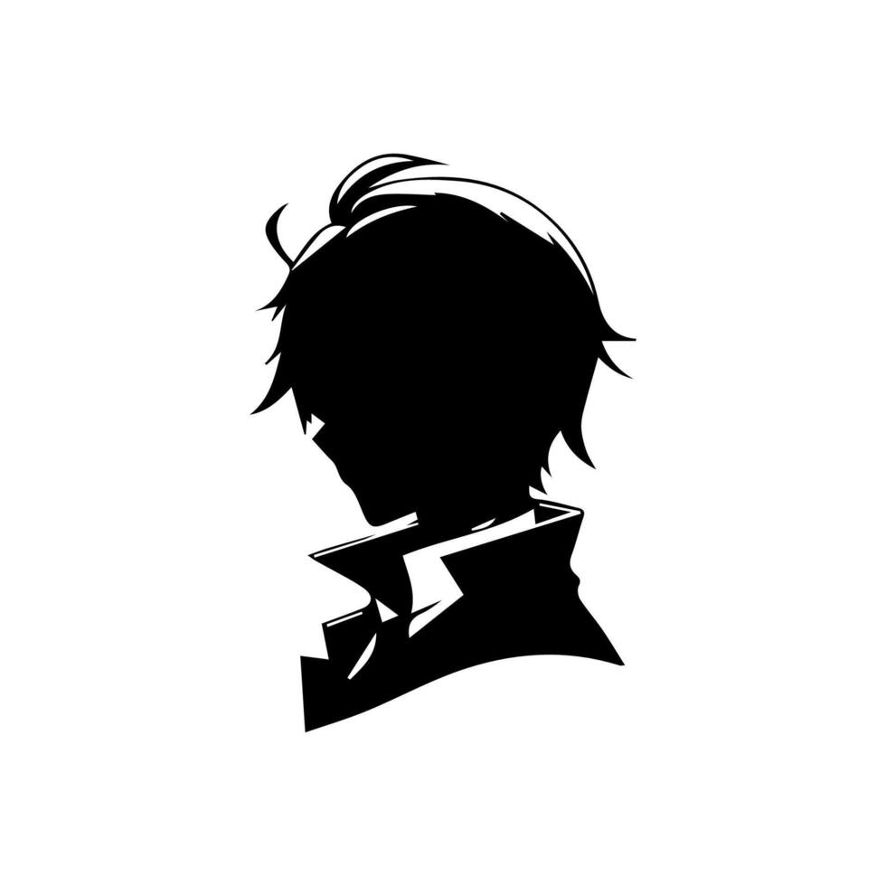 Man silhouette profile picture anime style vector