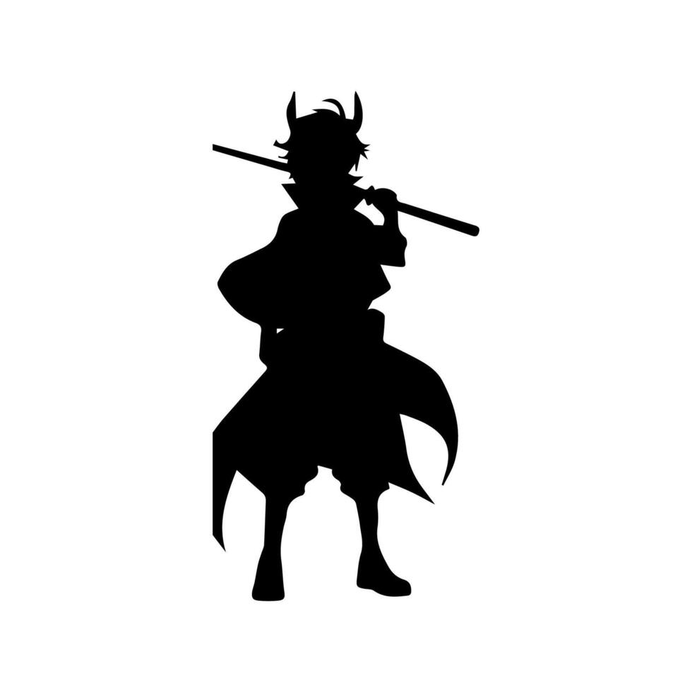 Man silhouette profile picture anime style vector