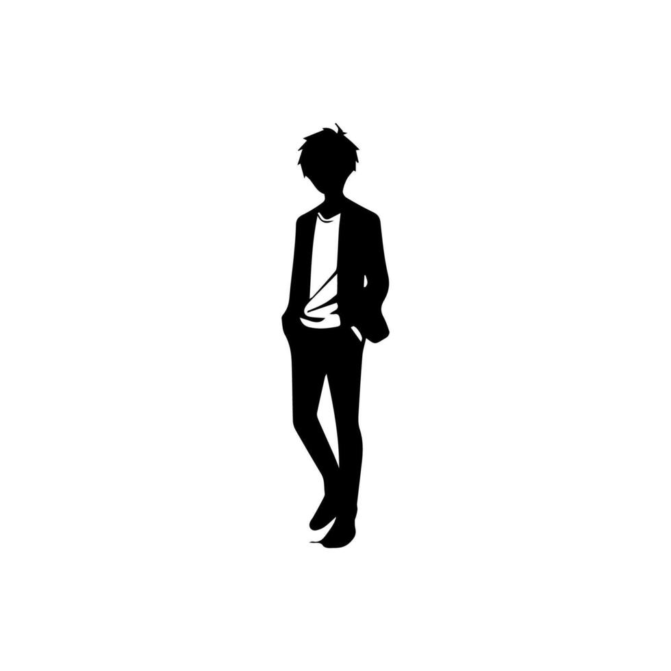 Man silhouette profile picture anime style vector