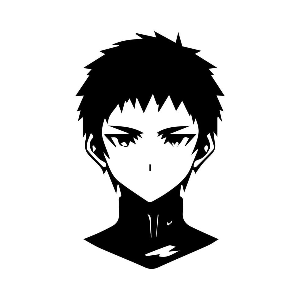 Man silhouette profile picture anime style vector