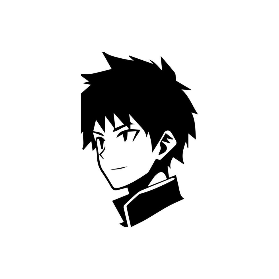 hombre silueta perfil imagen anime estilo vector