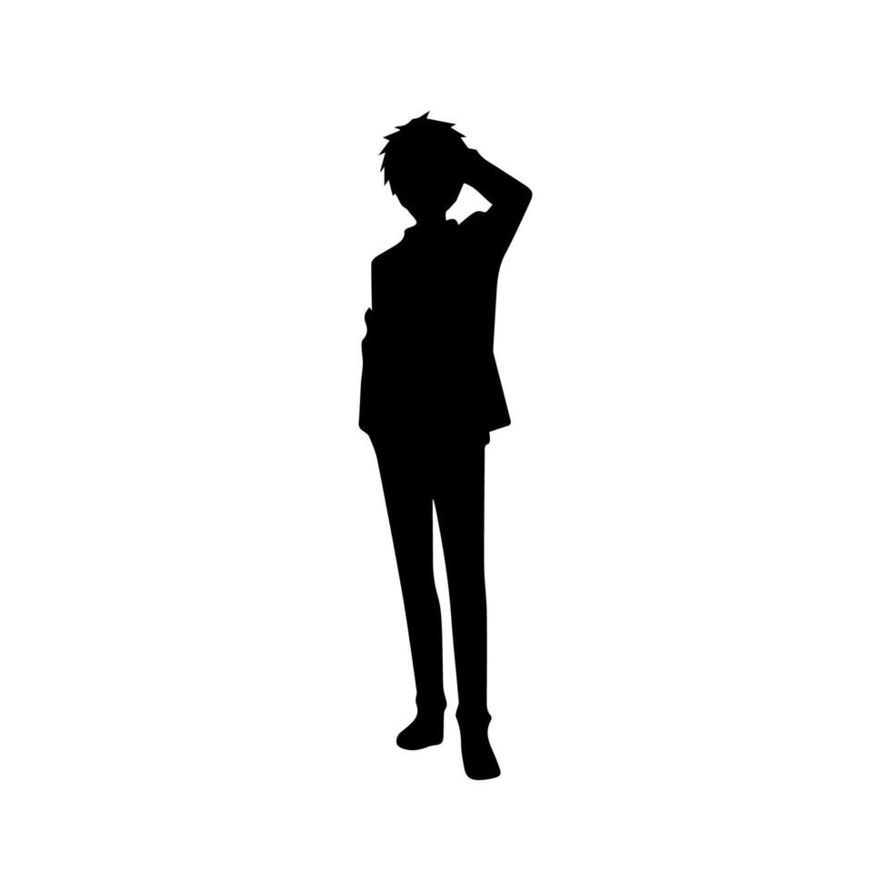 Man silhouette profile picture anime style vector