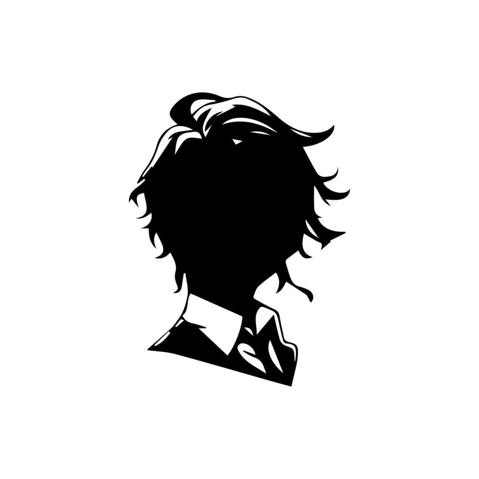 Man silhouette profile picture anime style vector