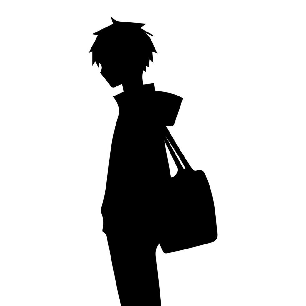 Man silhouette profile picture anime style vector
