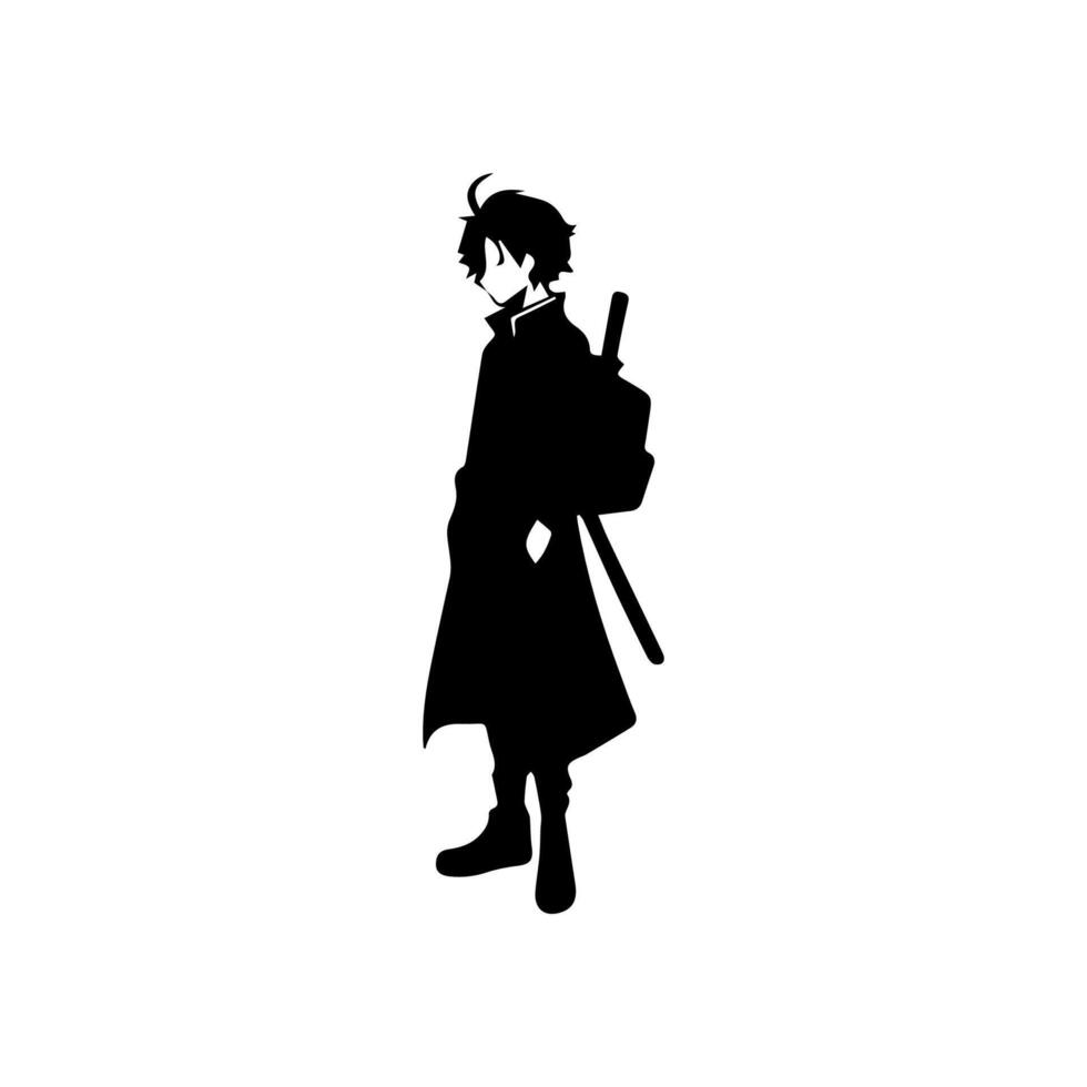 Man silhouette profile picture anime style vector
