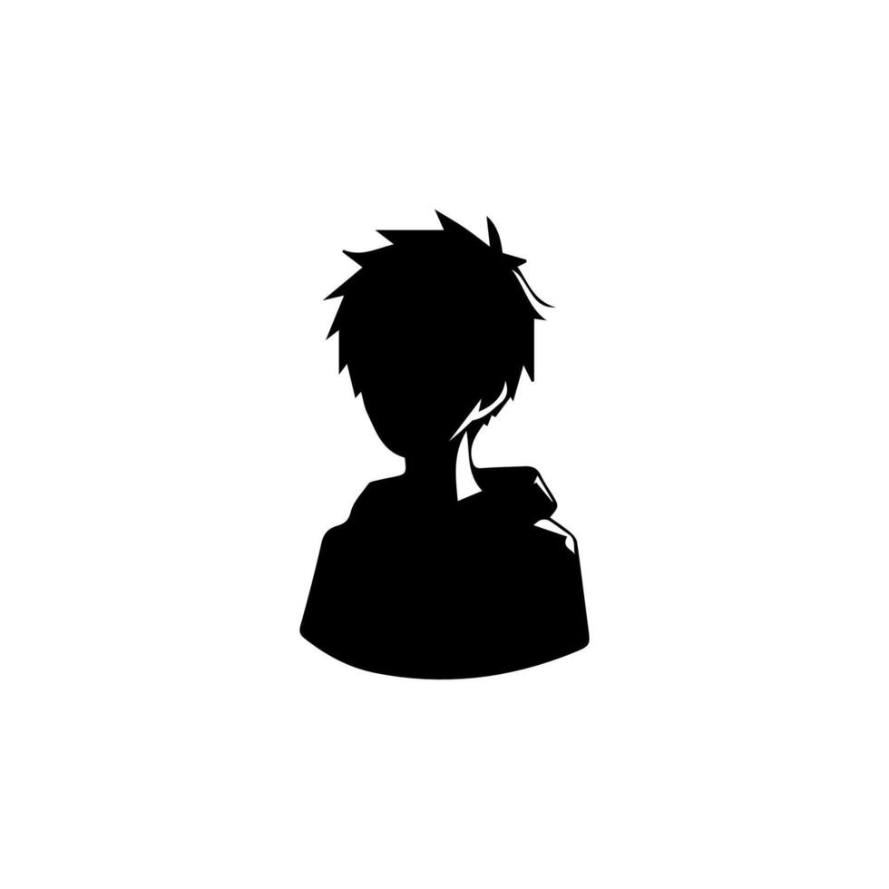 Man silhouette profile picture anime style vector