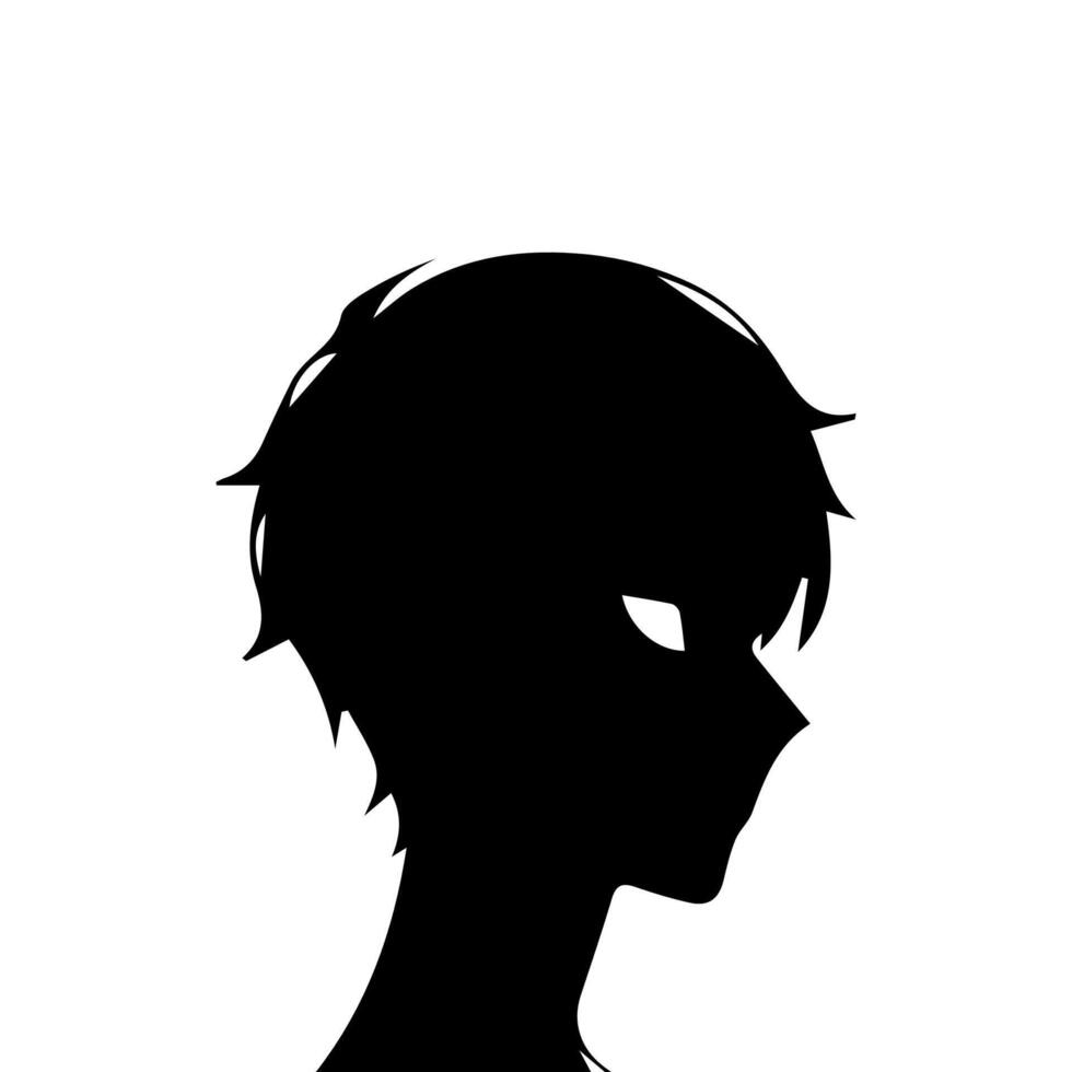 hombre silueta perfil imagen anime estilo vector