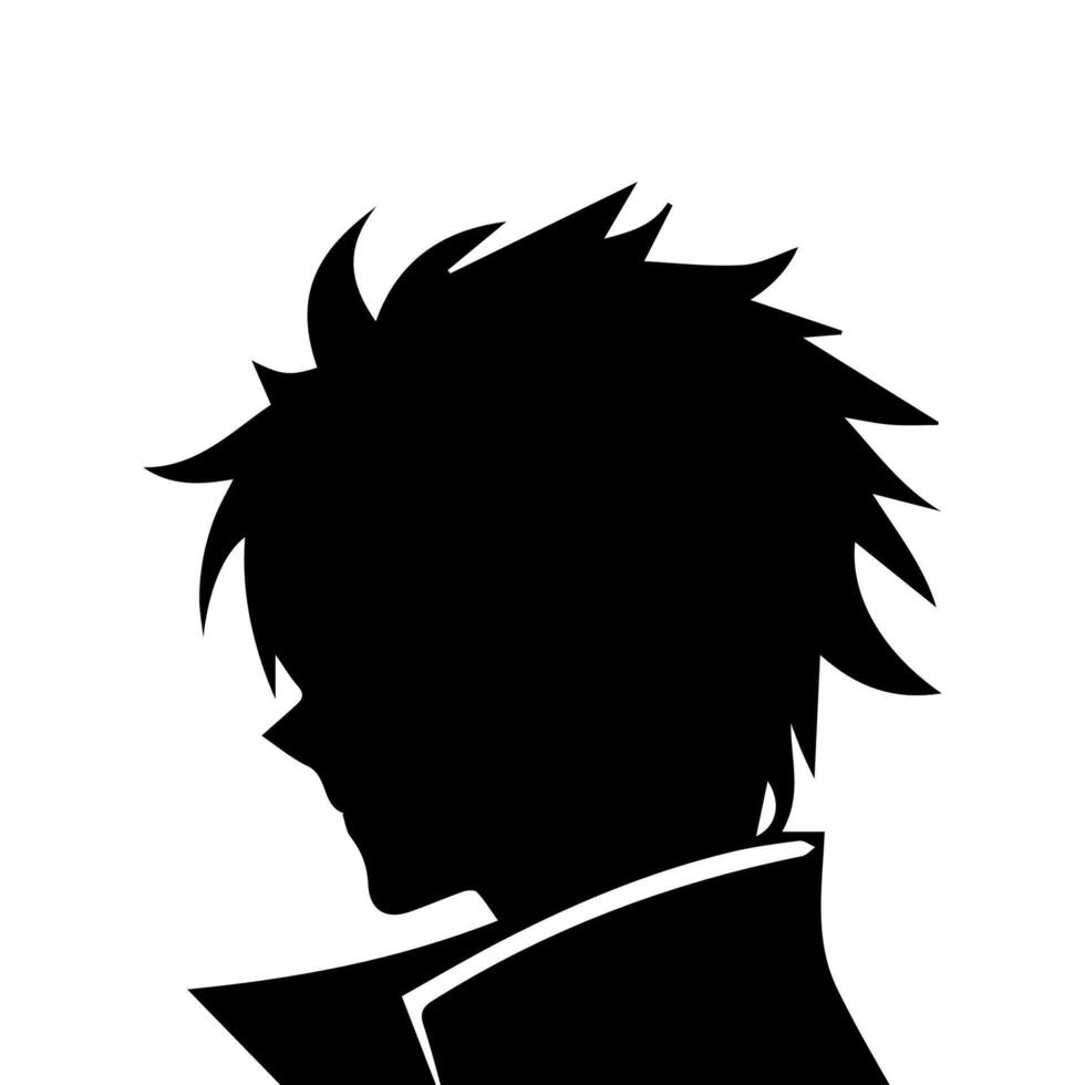 Man silhouette profile picture anime style vector