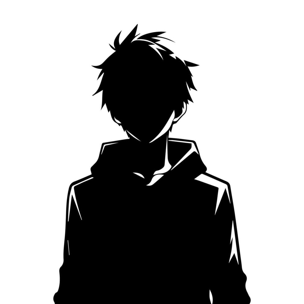 Man silhouette profile picture anime style vector