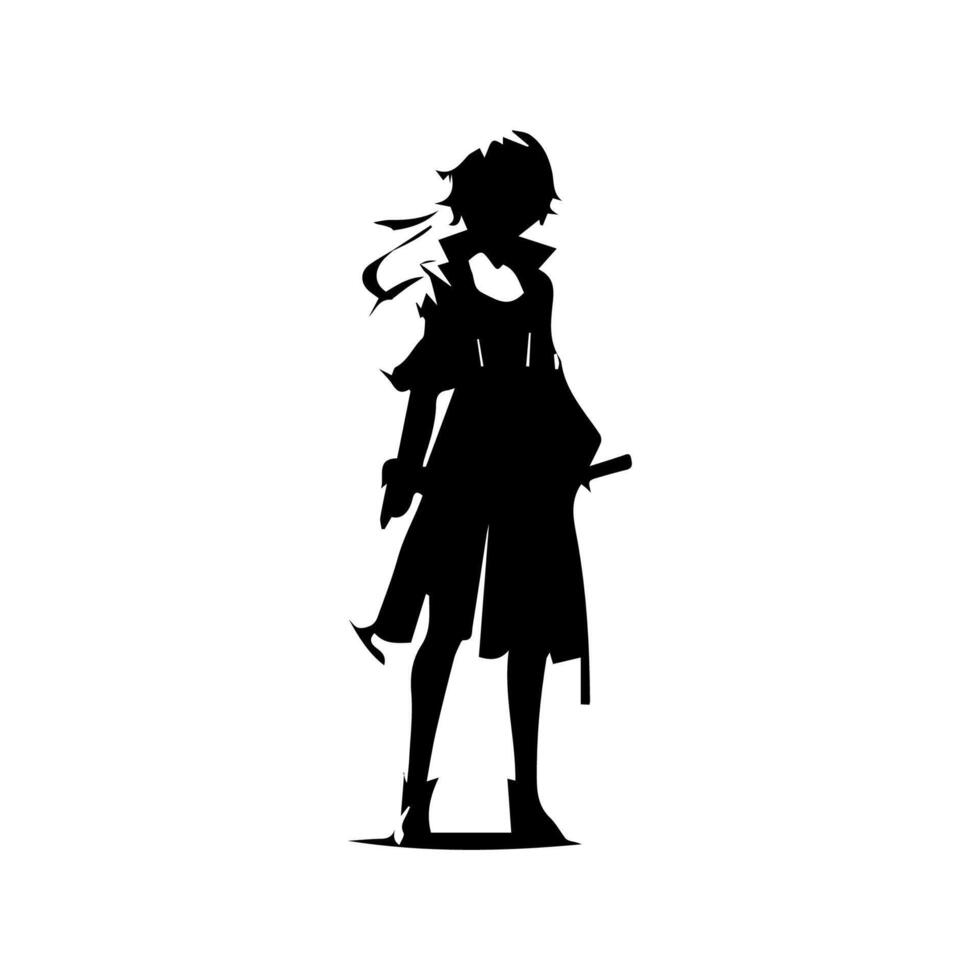 Man silhouette profile picture anime style vector