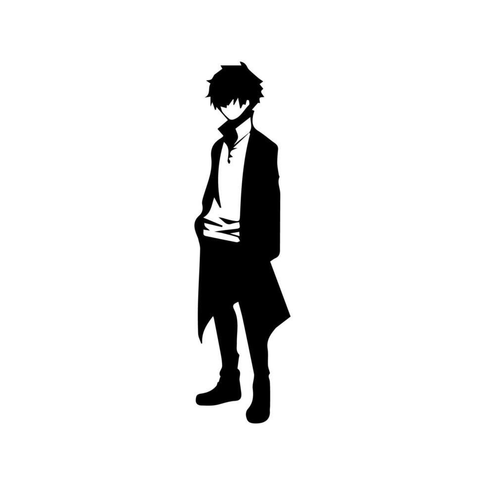 Man silhouette profile picture anime style vector