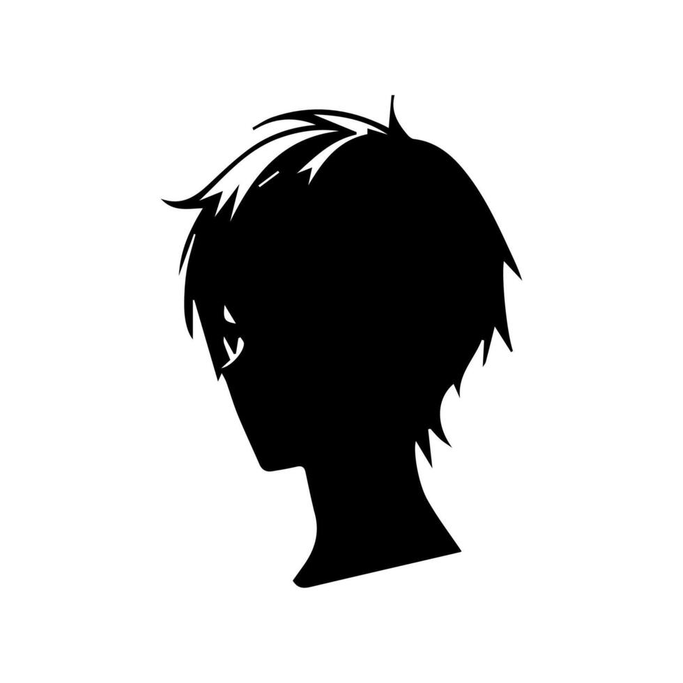 hombre silueta perfil imagen anime estilo vector