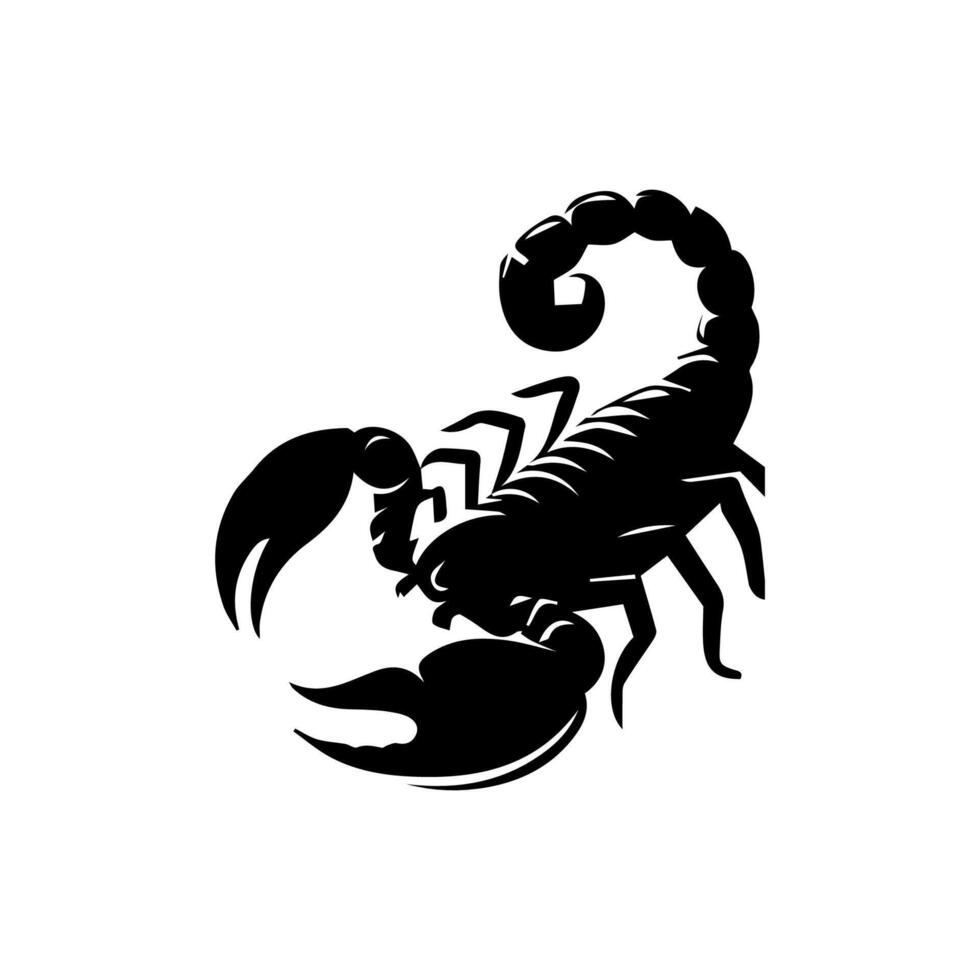 Scorpion or scorpio animal attacks isolated on a white background. Scorpius zodiac symbol tattoo. Black and white hand drawn vector