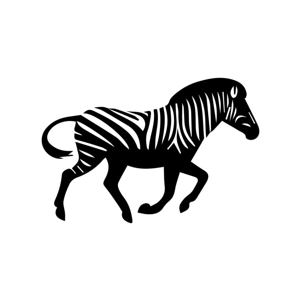 jumping striped African Zebra, hand drawn vector