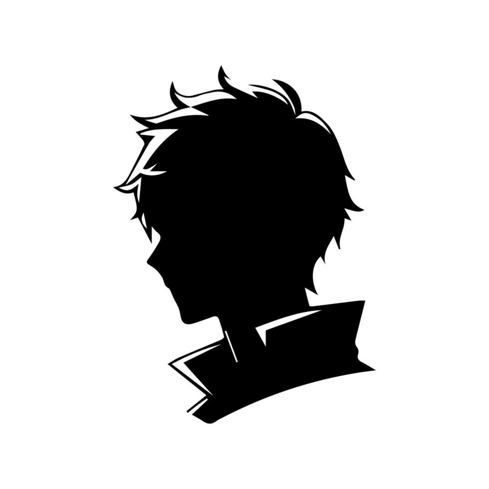 Man silhouette profile picture anime style vector