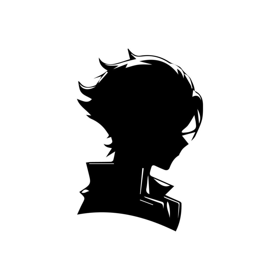 hombre silueta perfil imagen anime estilo vector