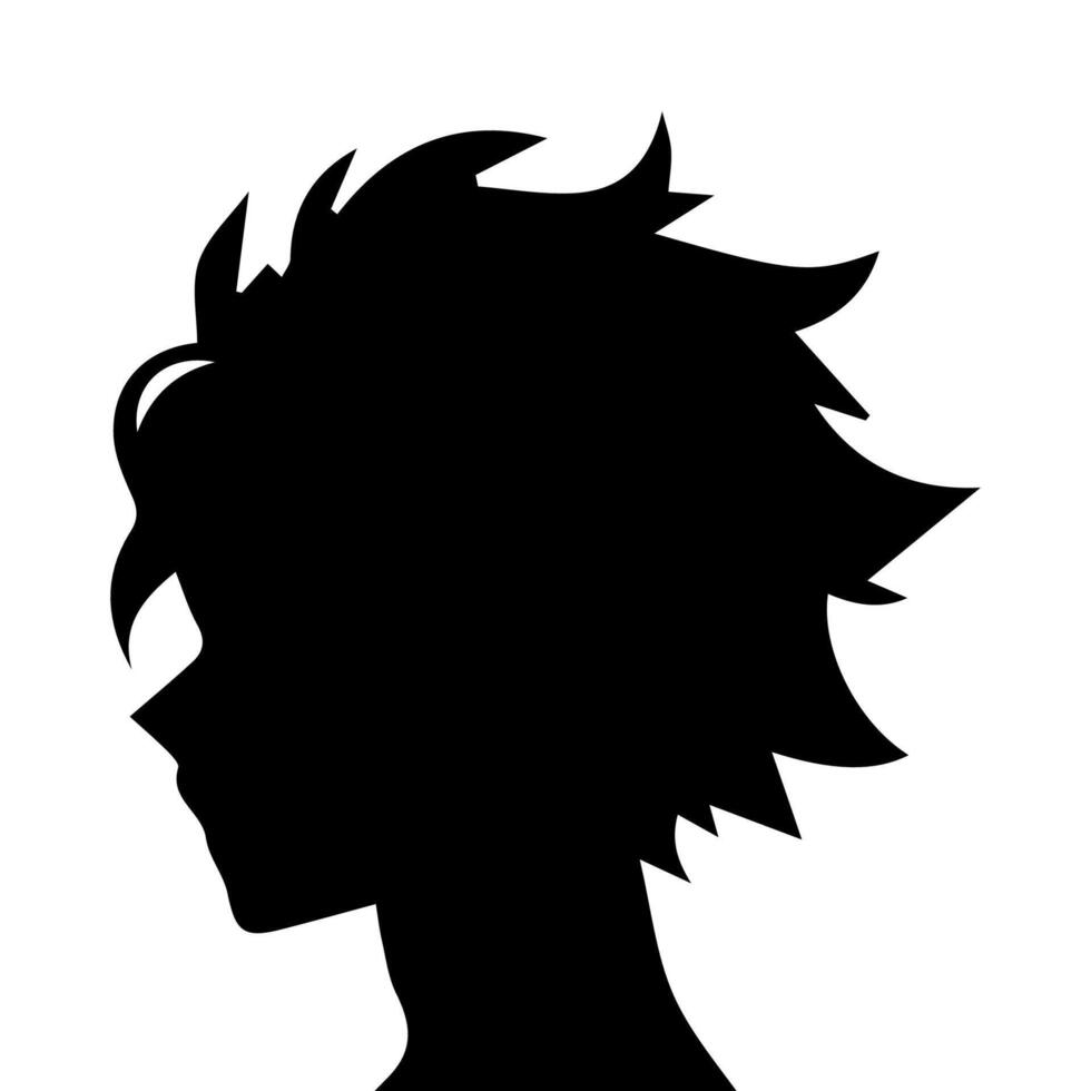 hombre silueta perfil imagen anime estilo vector