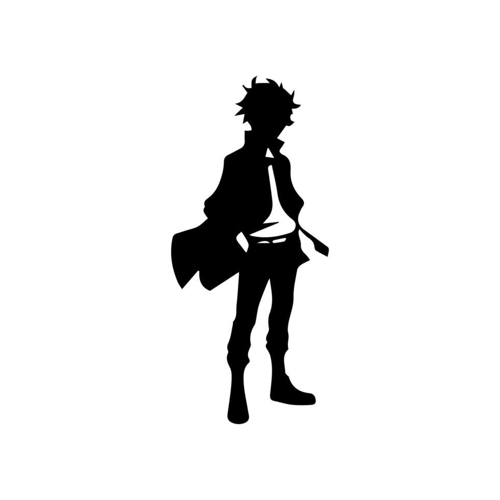 Man silhouette profile picture anime style vector