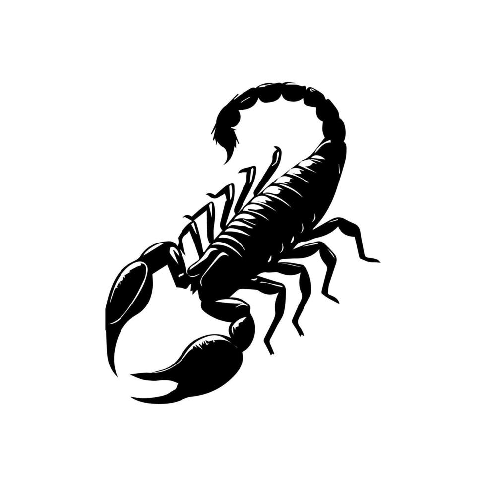 Scorpion or scorpio animal attacks isolated on a white background. Scorpius zodiac symbol tattoo. Black and white hand drawn vector