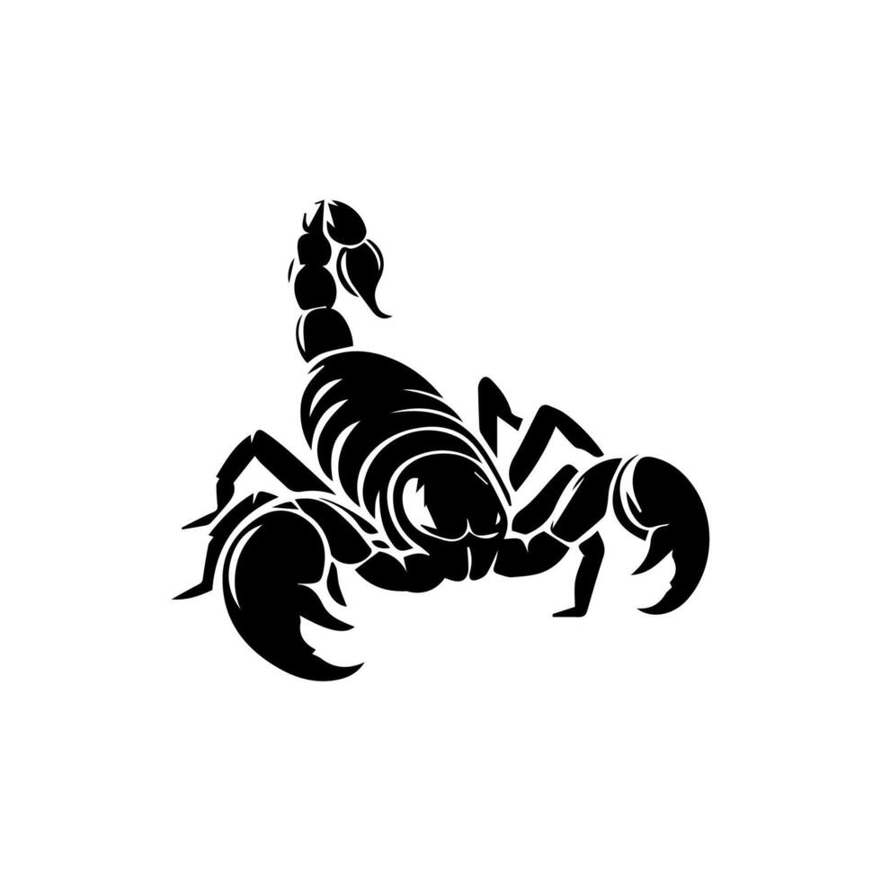 Scorpion or scorpio animal attacks isolated on a white background. Scorpius zodiac symbol tattoo. Black and white hand drawn vector