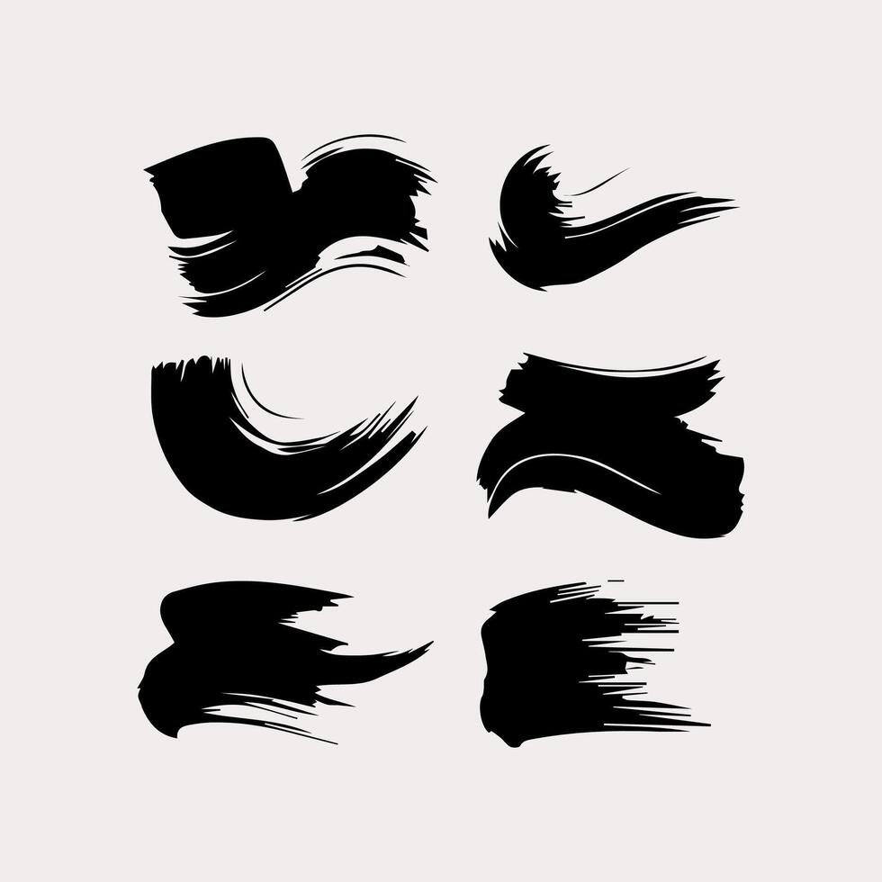 Black paint brush stroke, ink splatter and artistic design elements. Dirty watercolor texture, box, frame, grunge background, splash or creative shape for social media. Abstract drawing. vector