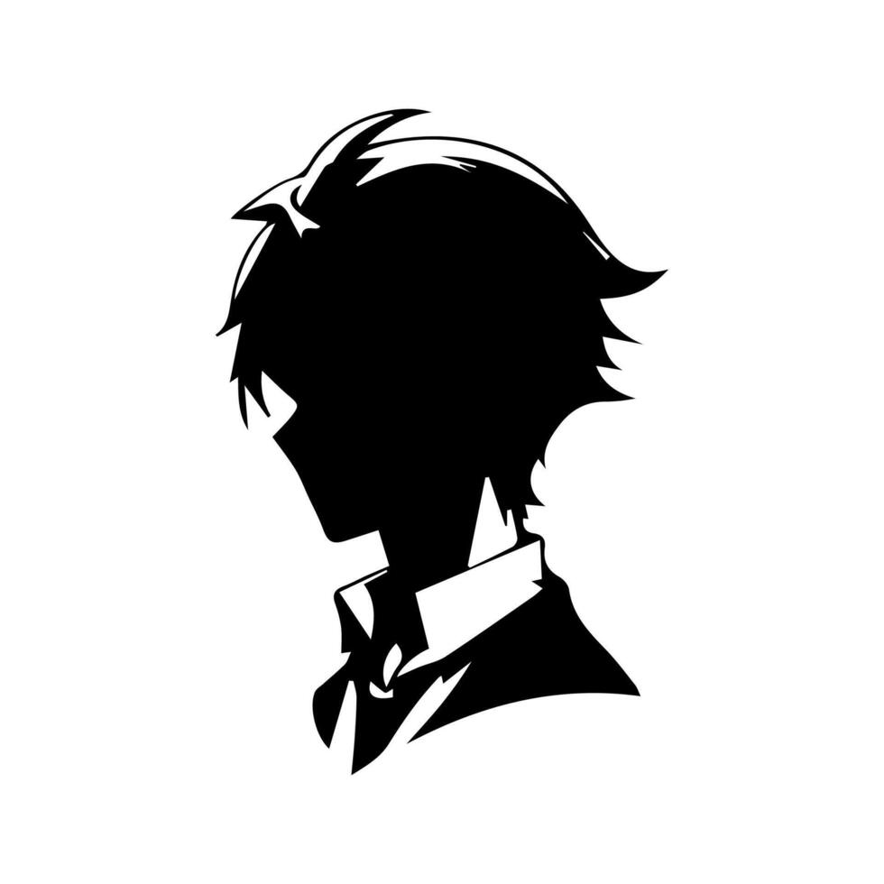 hombre silueta perfil imagen anime estilo vector