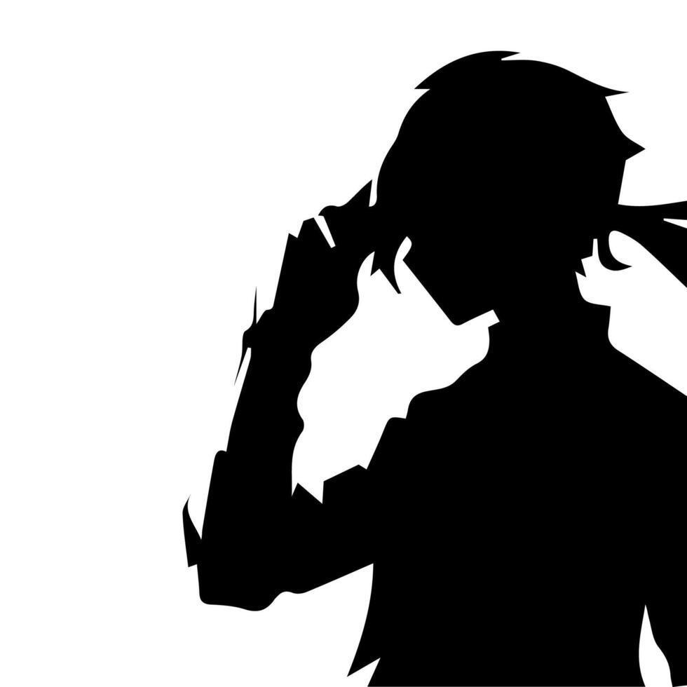 Man silhouette profile picture anime style vector