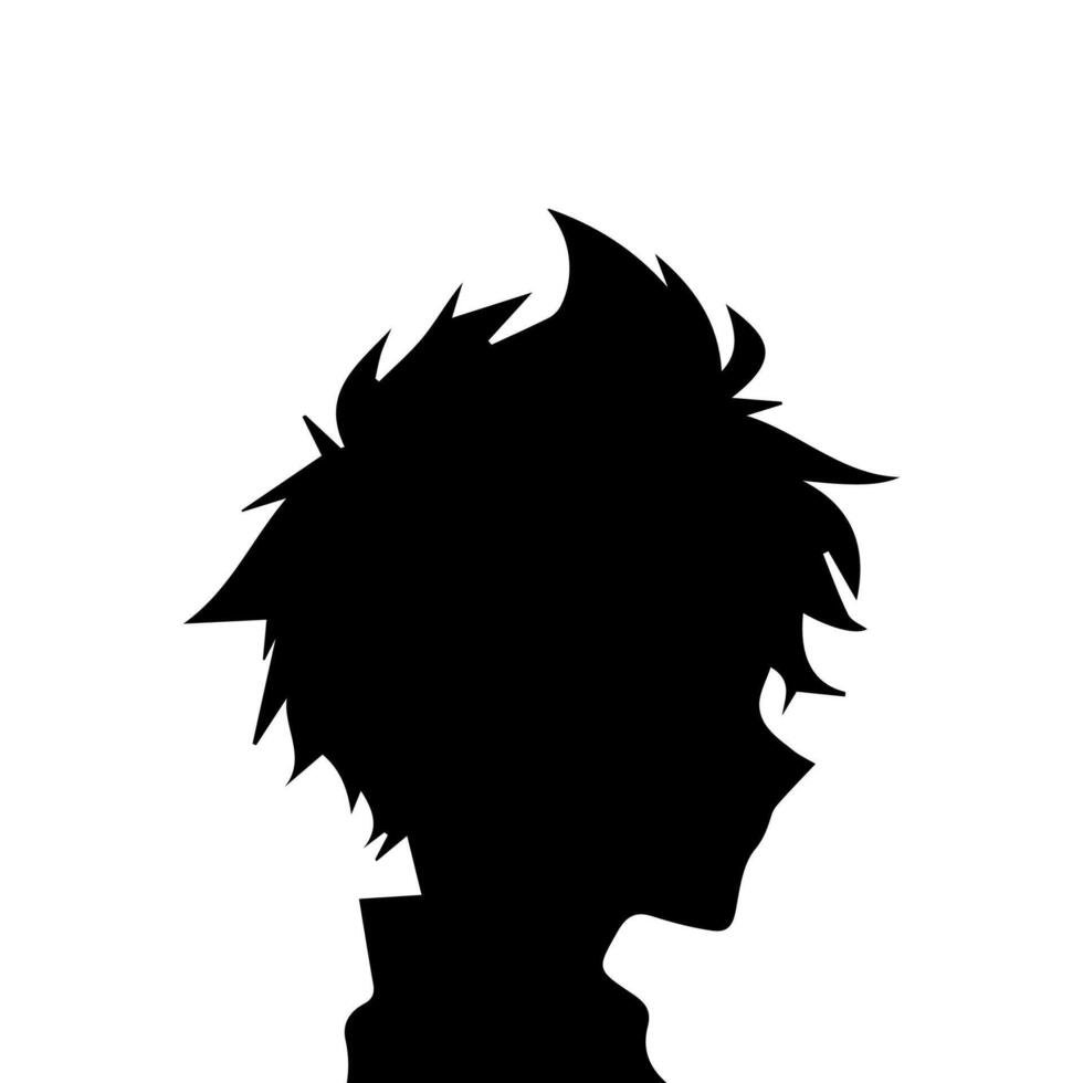 hombre silueta perfil imagen anime estilo vector