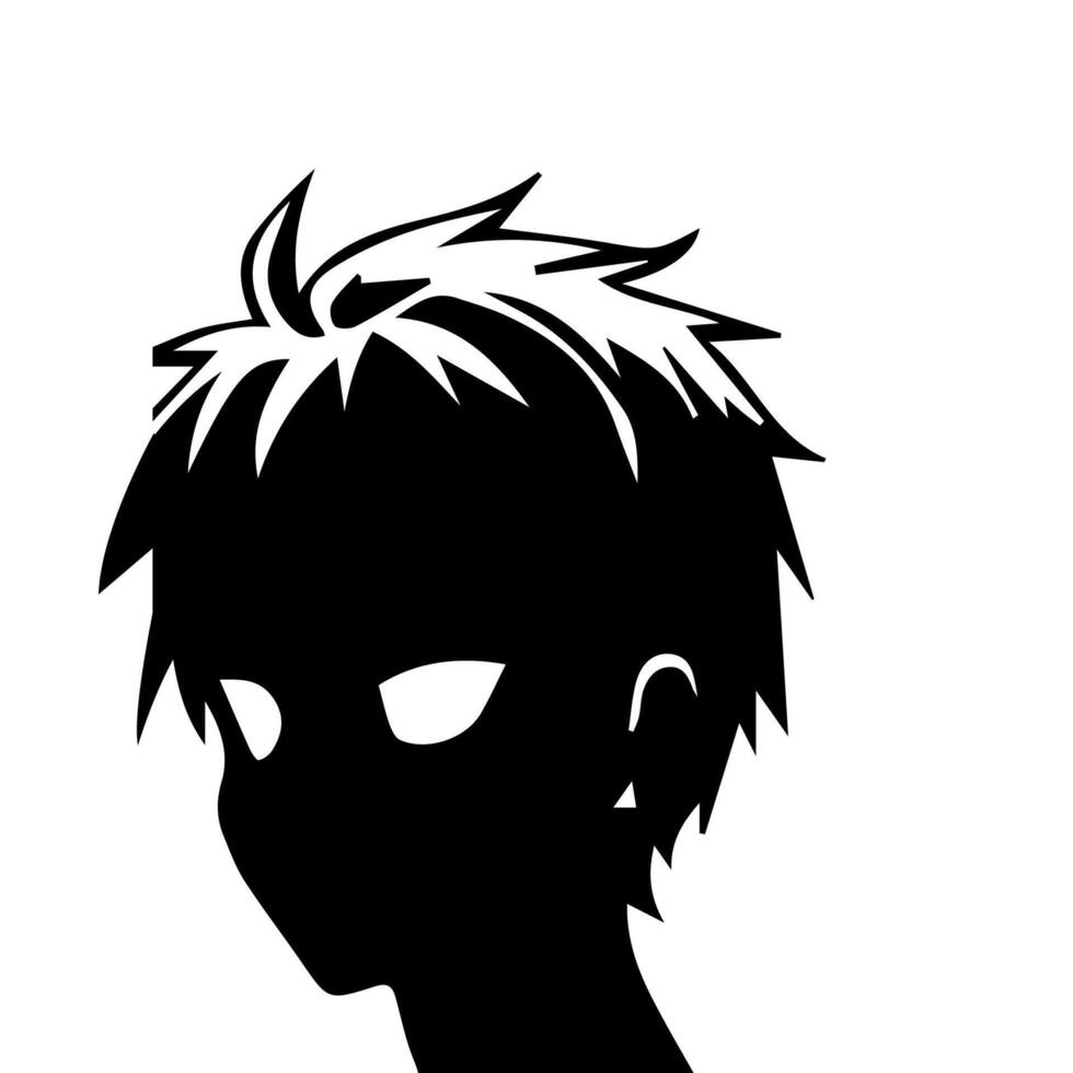 Man silhouette profile picture anime style vector