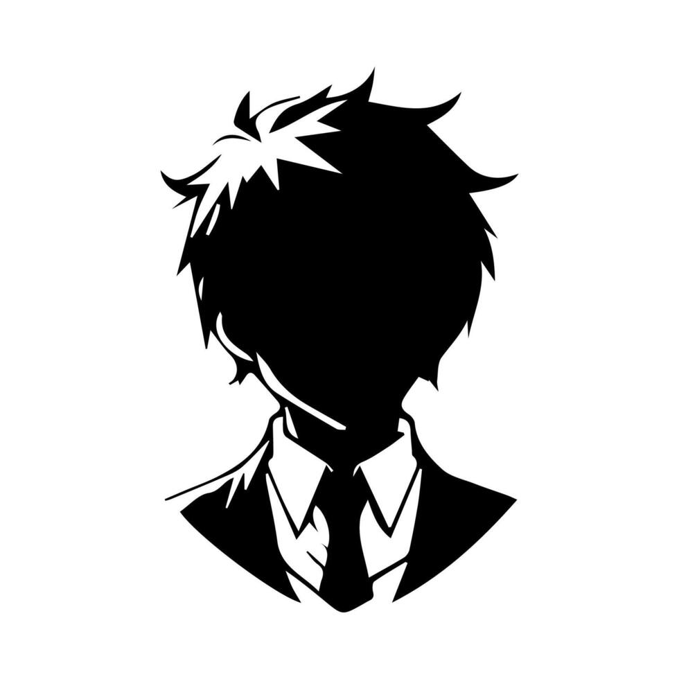 Man silhouette profile picture anime style vector