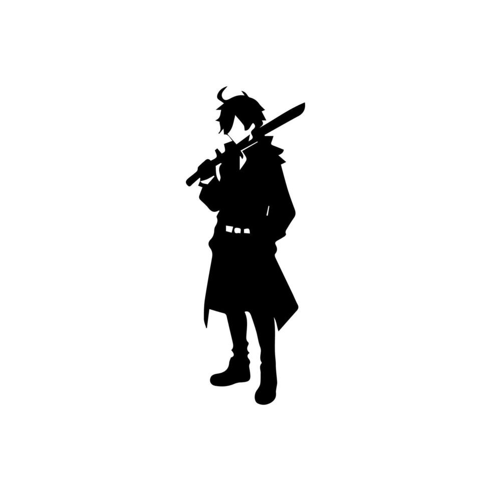 Man silhouette profile picture anime style vector