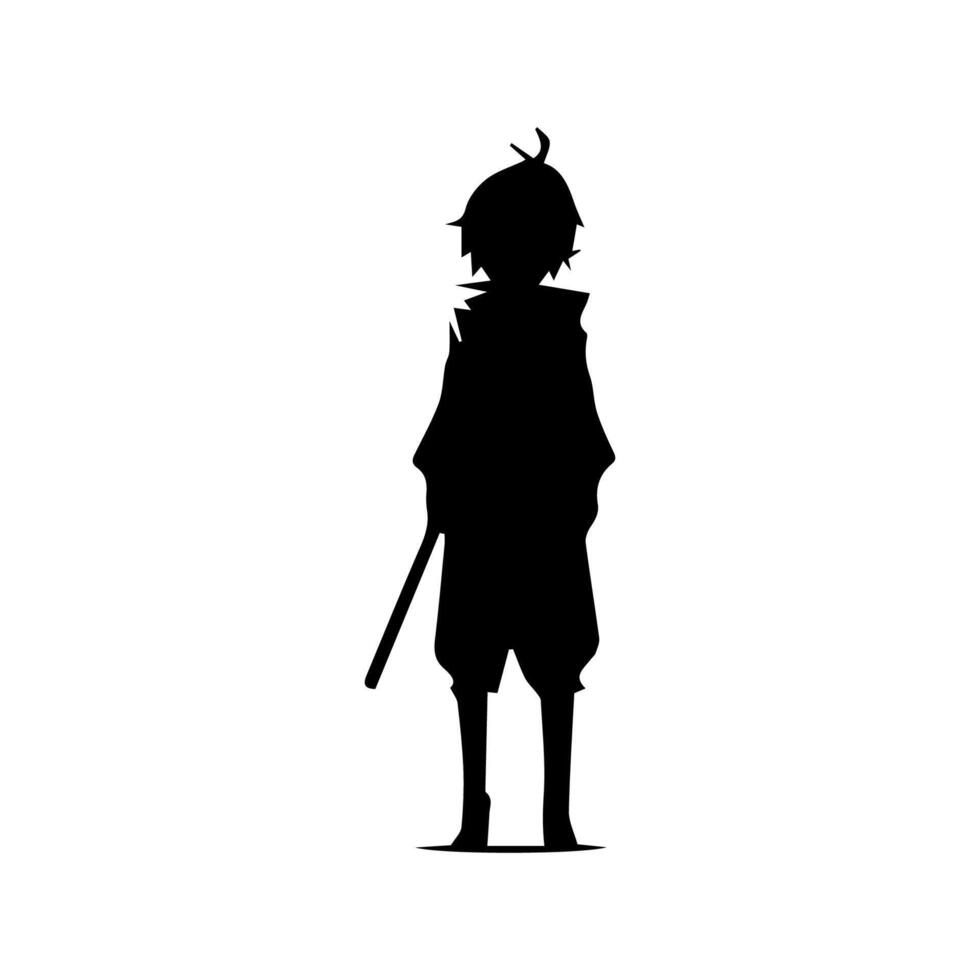 hombre silueta perfil imagen anime estilo vector