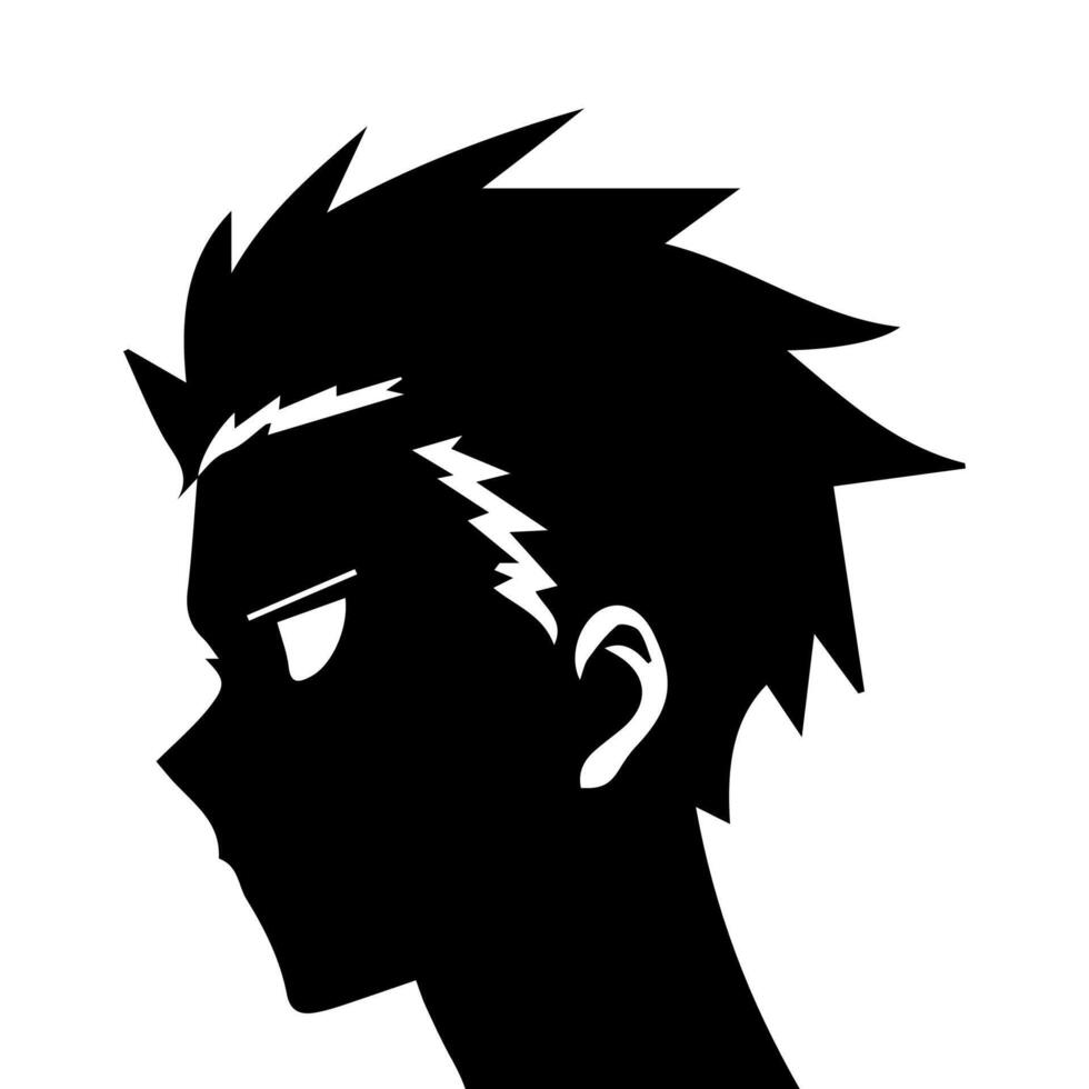 hombre silueta perfil imagen anime estilo vector