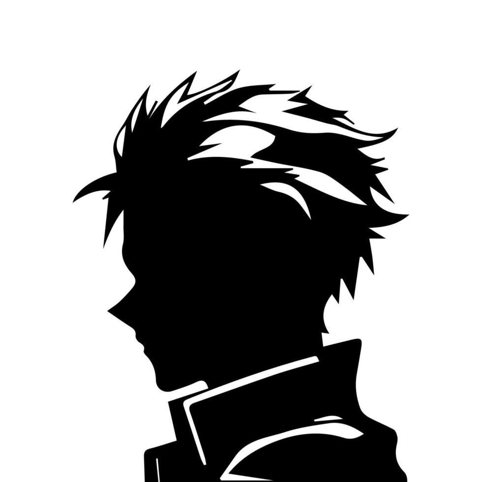 hombre silueta perfil imagen anime estilo vector