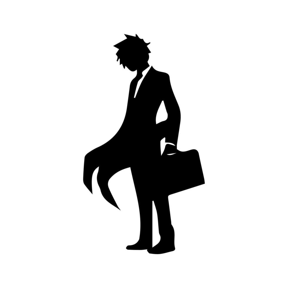 hombre silueta perfil imagen anime estilo vector