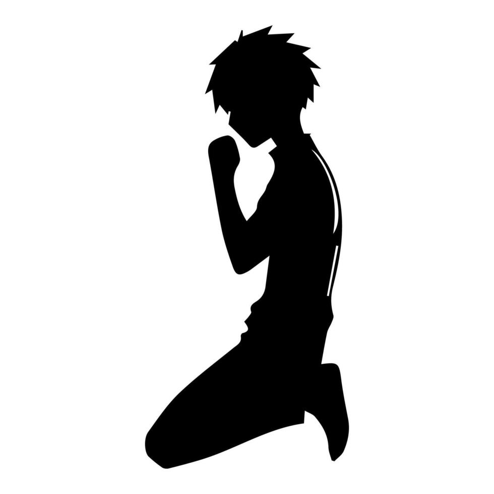 Man silhouette profile picture anime style vector