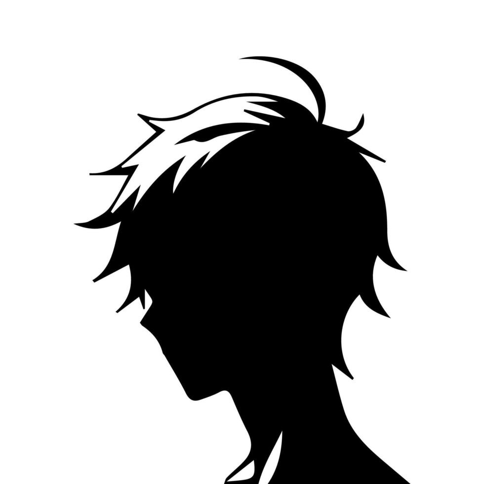 hombre silueta perfil imagen anime estilo vector