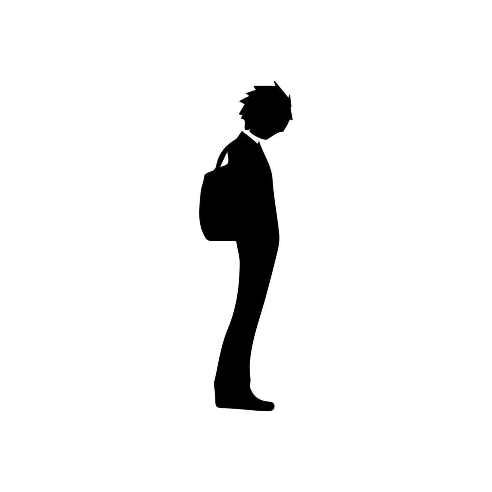 Man silhouette profile picture anime style vector