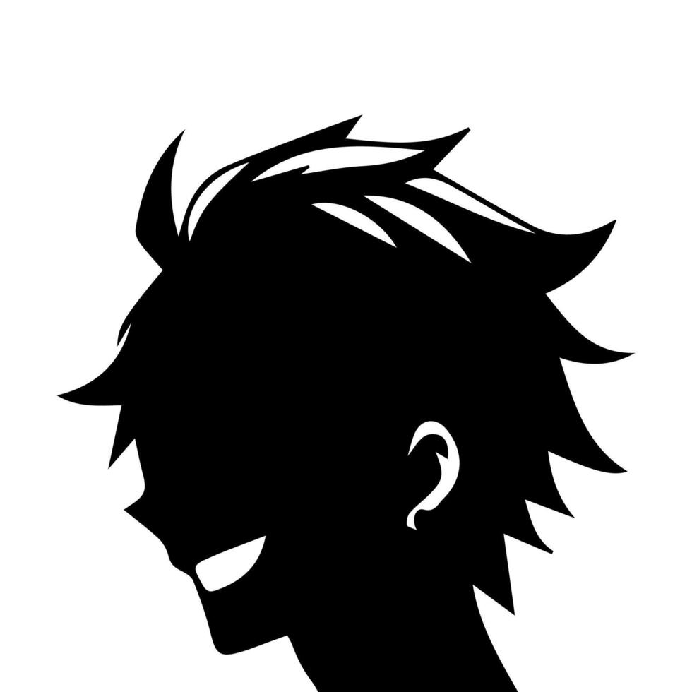 Man silhouette profile picture anime style vector