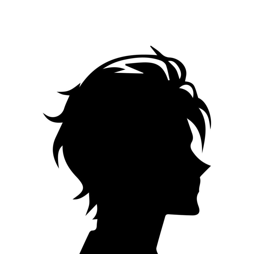 Man silhouette profile picture anime style vector